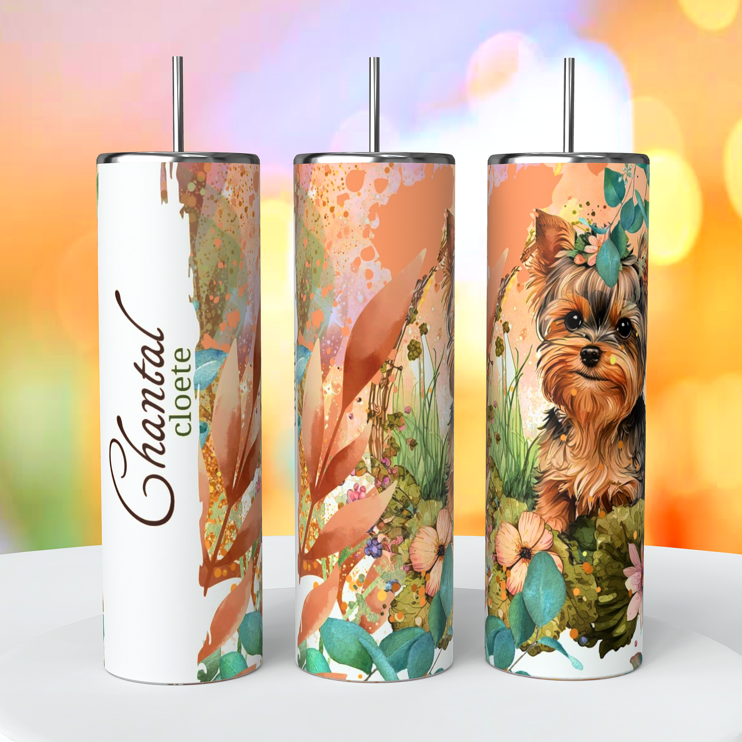 Brown Yorkie Skinny Tumbler