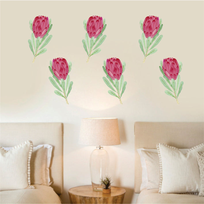 WATERCOLOR DARK PINK PROTEA SET