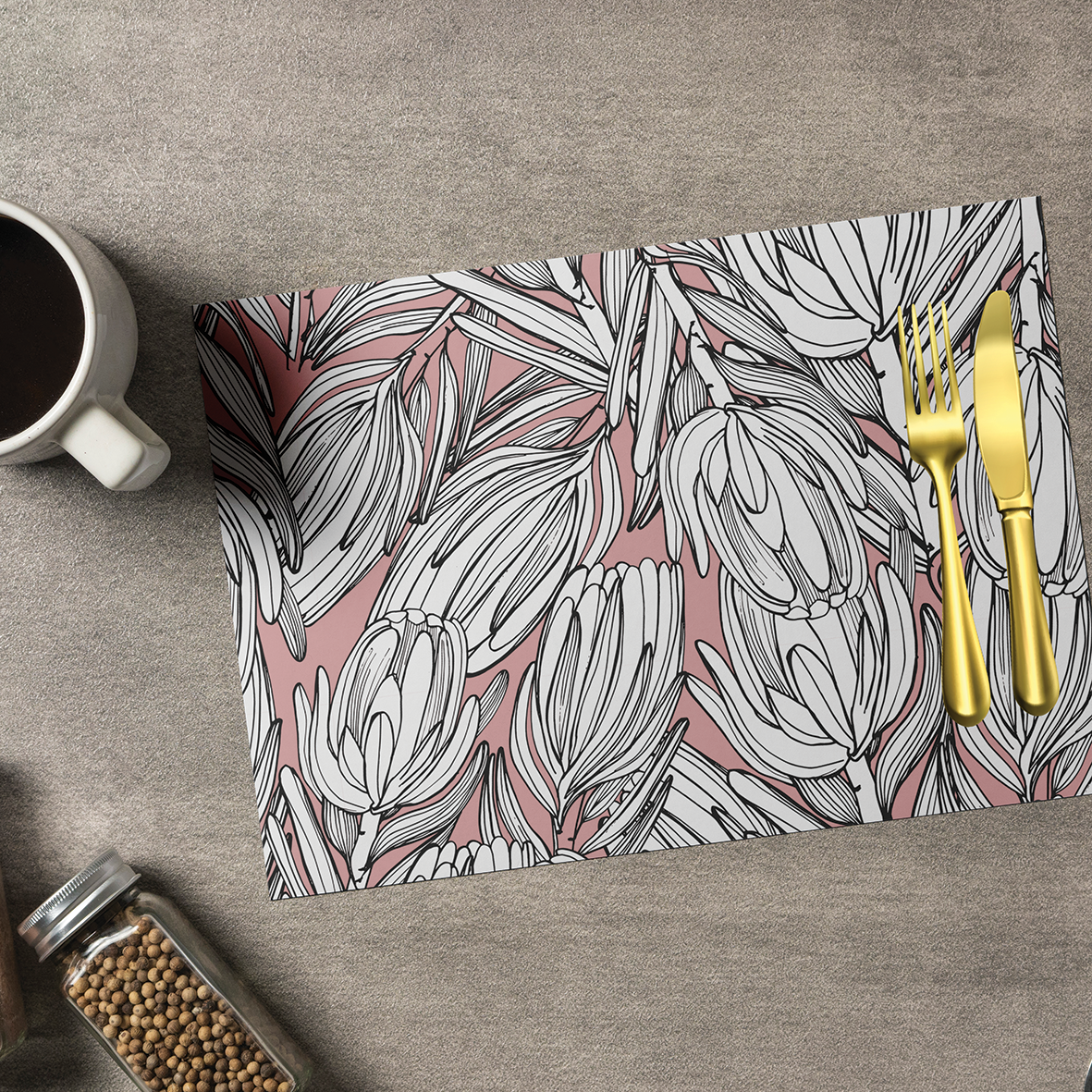 PROTEA PINK OUTLINE PLACEMAT