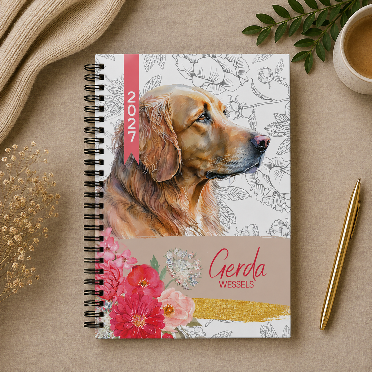 FLORAL LABRADOR 1 DAY DIARY 2027