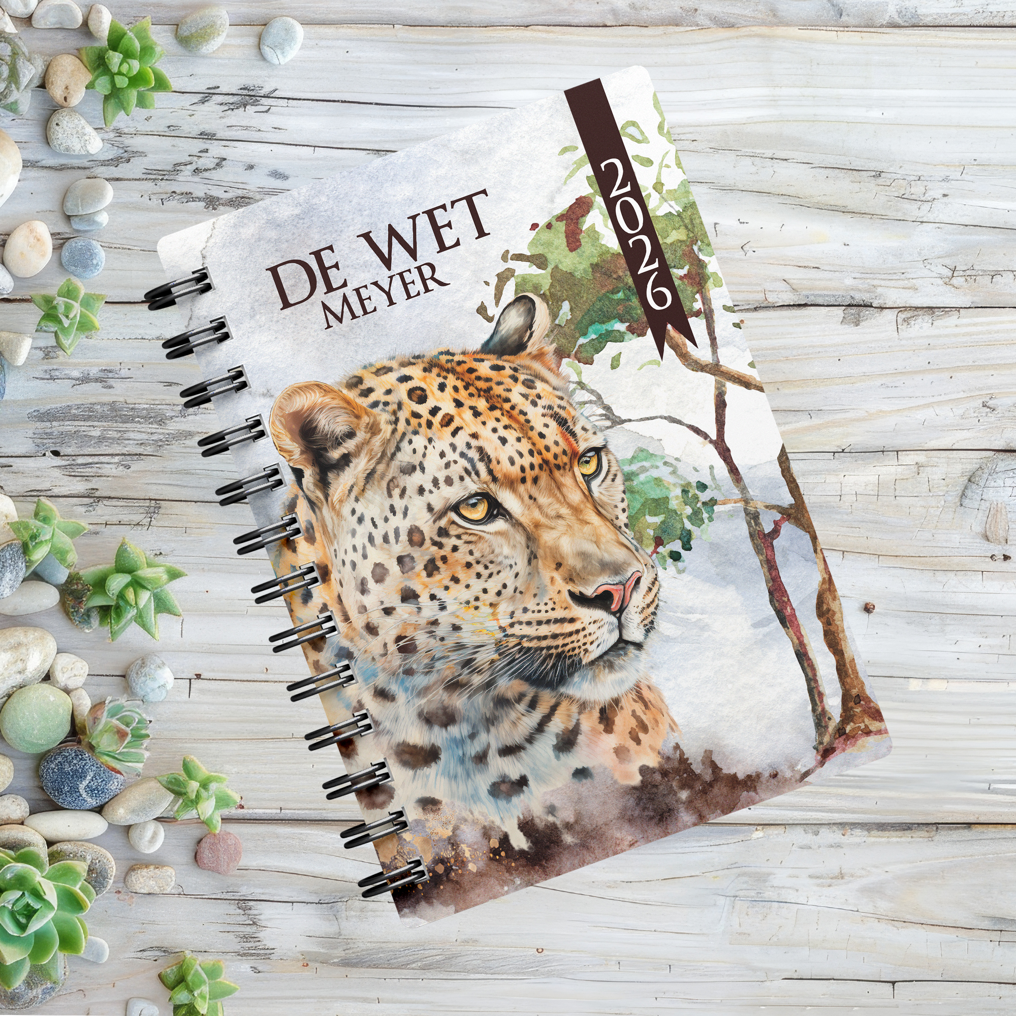 WATERCOLOR LEOPARD 1 DAY DIARY 2026