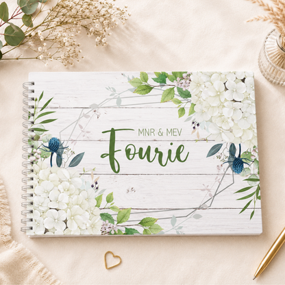 WHITE WOODEN FLOWER WEDDING GUESTBOOK
