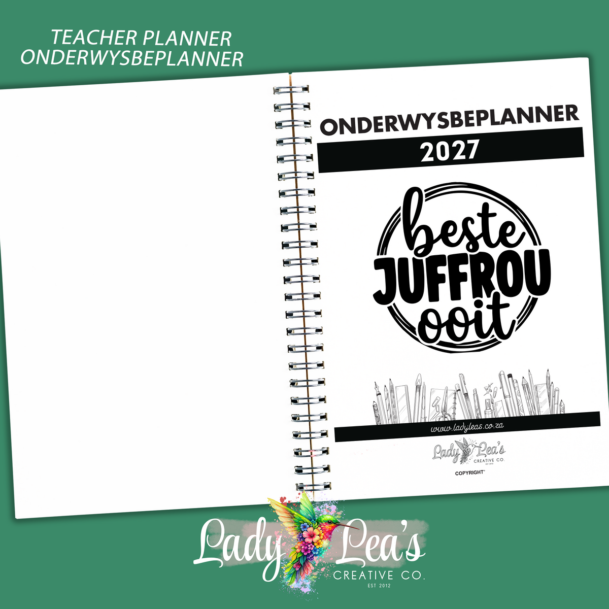 WHITE BLOSSOM LEAVES TEACHER PLANNER 2027