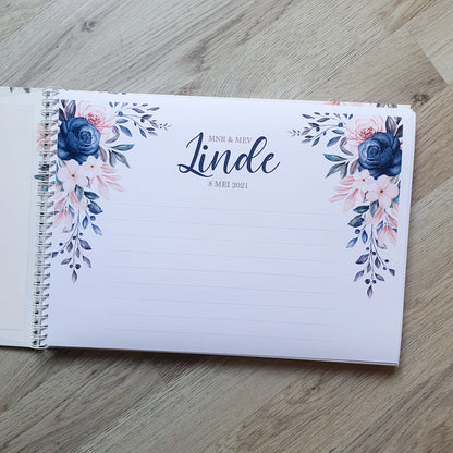 BLUE FLORAL ROSE WEDDING GUESTBOOK