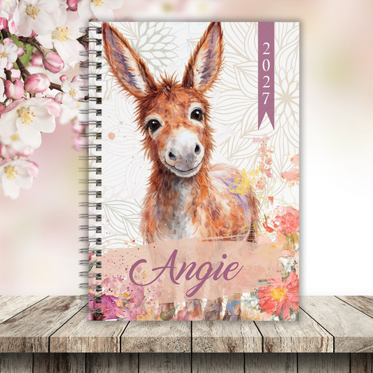 Custom cover diary  with Cute Donkie 2027 Diary