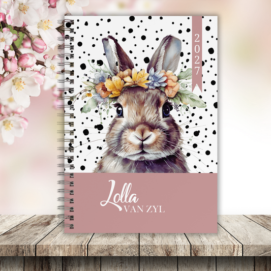 Custom cover diary  with Dotted Bunny 2027 Diary