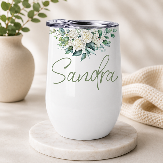 WHITE ROSE WINE TUMBLER