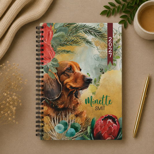 BROWN DACHSHUND 1 DAY DIARY 2027