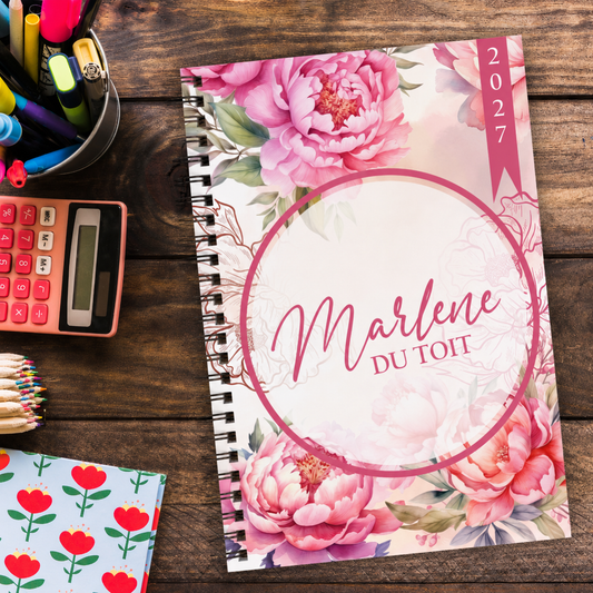 WATERCOLOR PEONIES TEACHER PLANNER 2027