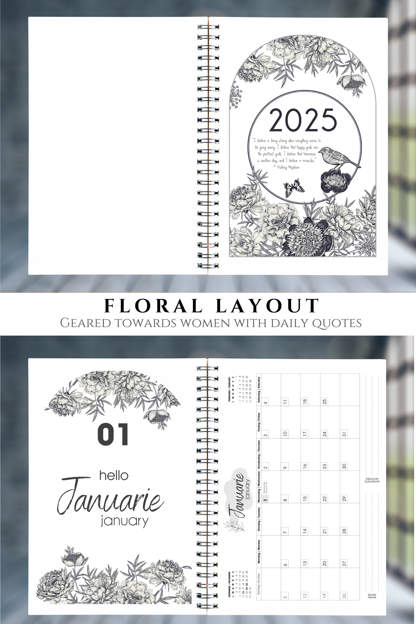 FLORAL LION DIARY 2025