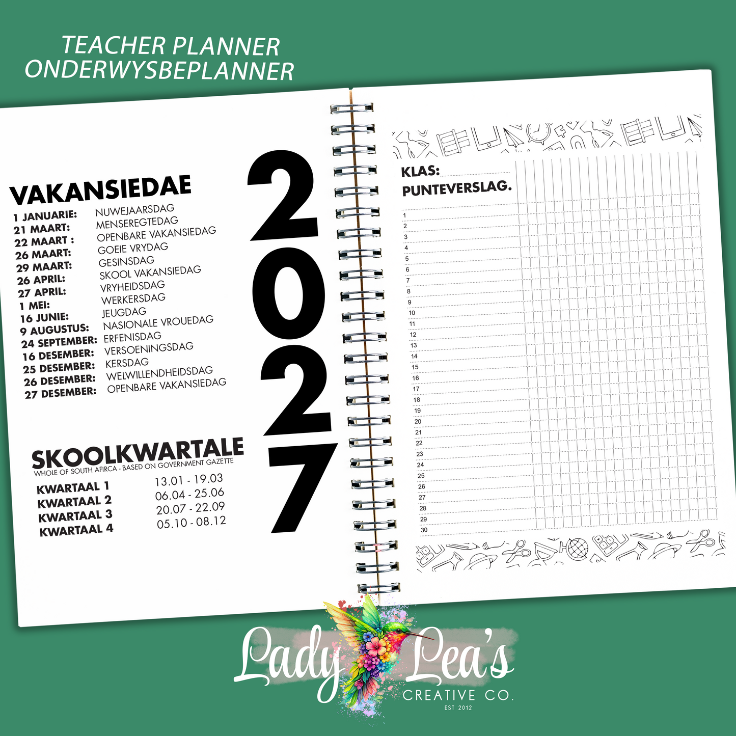 WATERCOLOR JACK RUSSEL TEACHER PLANNER 2027