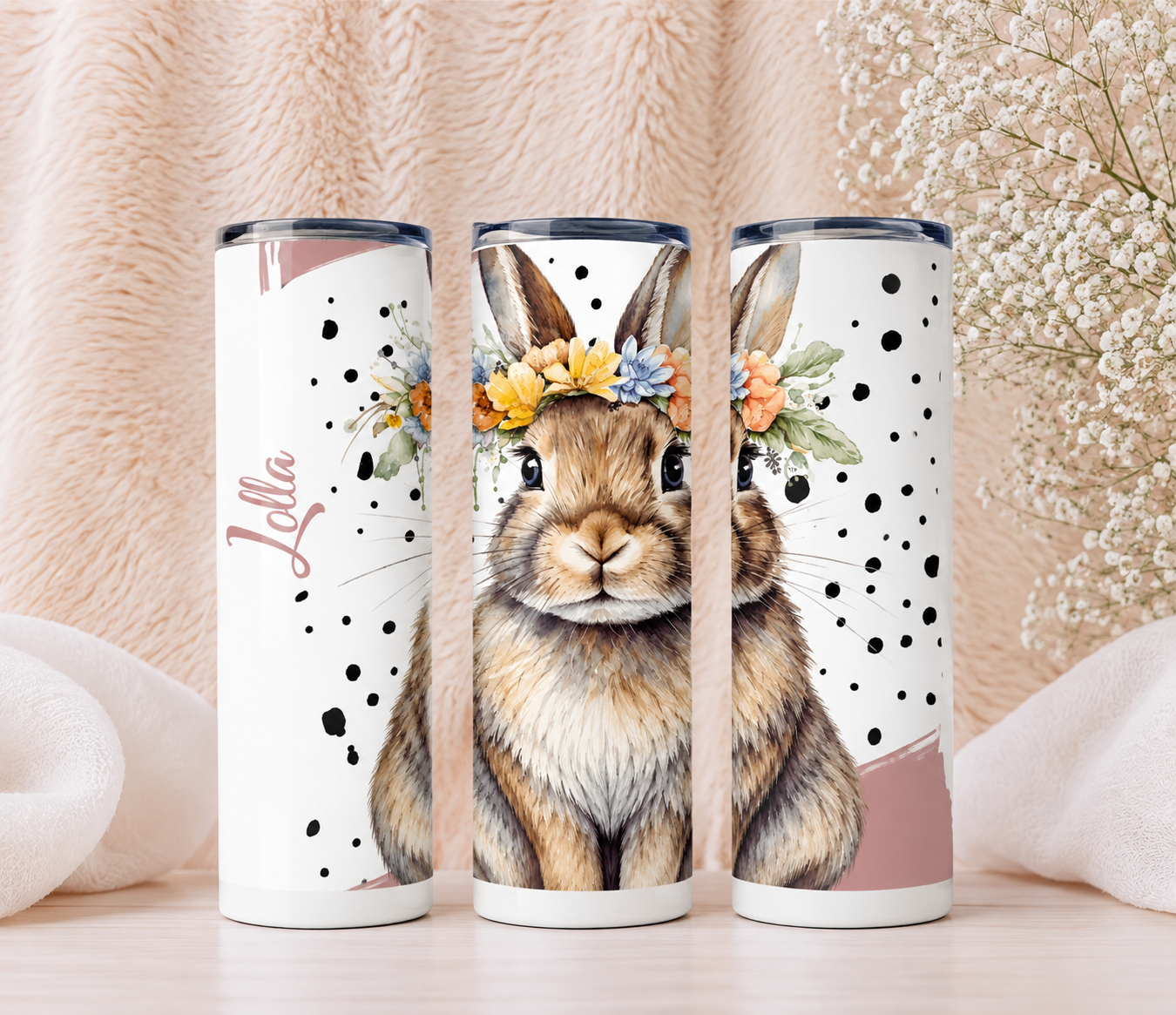 DOTTED BUNNY  SKINNY TUMBLER