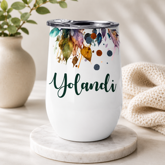 COLORFUL LEAVES WINE TUMBLER