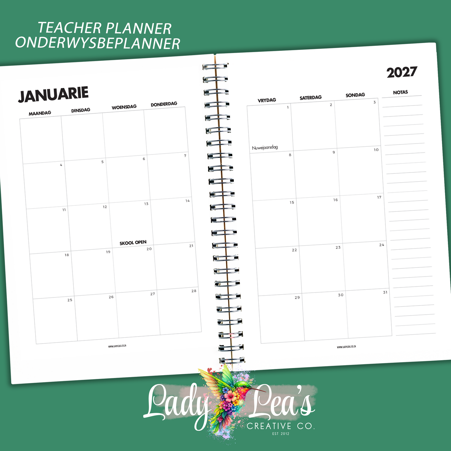 WATERCOLOR JACK RUSSEL TEACHER PLANNER 2027