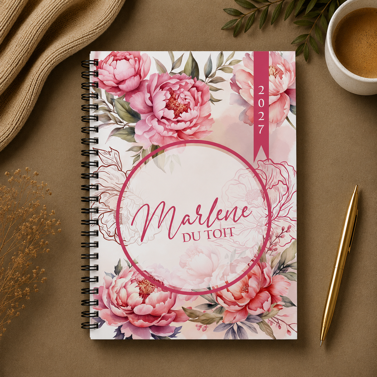 WATERCOLOR PEONIES 1 DAY DIARY 2027