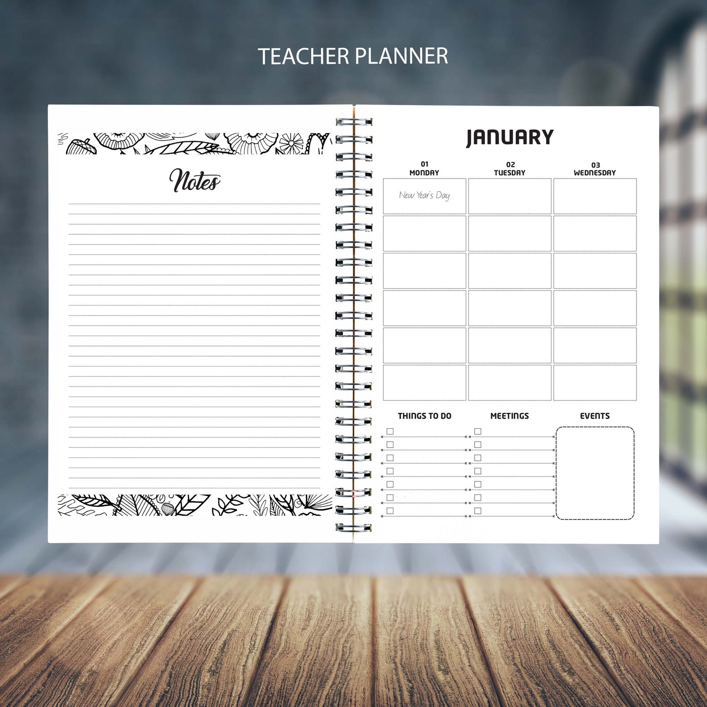 FLORAL BULL TEACHER PLANNER 2025