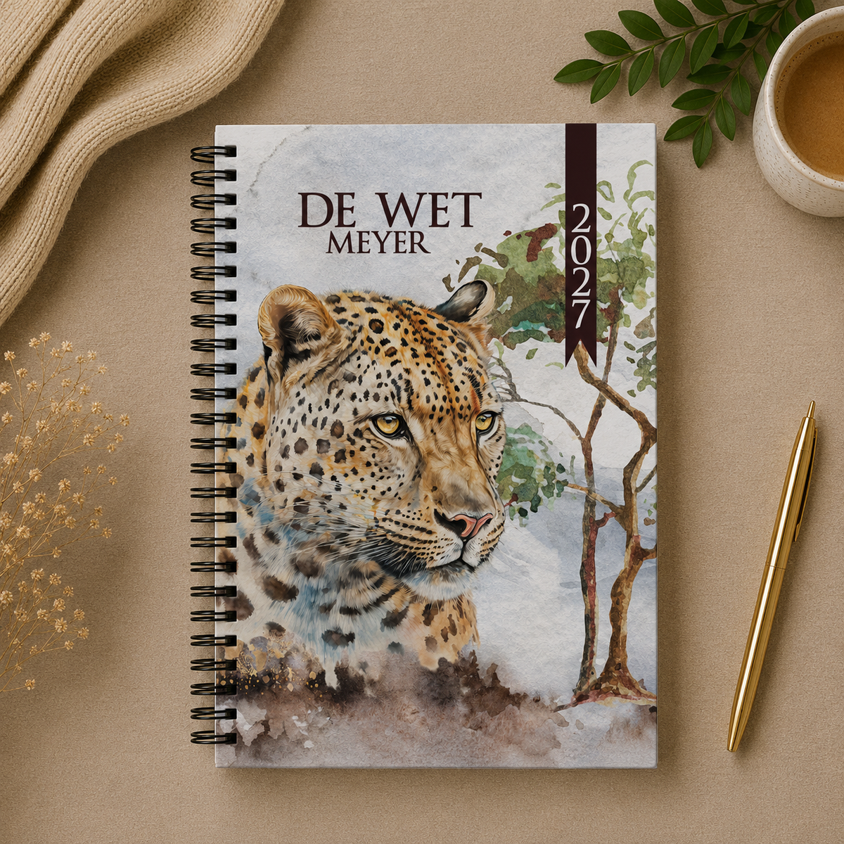 WATERCOLOR LEOPARD 1 DAY DIARY 2027