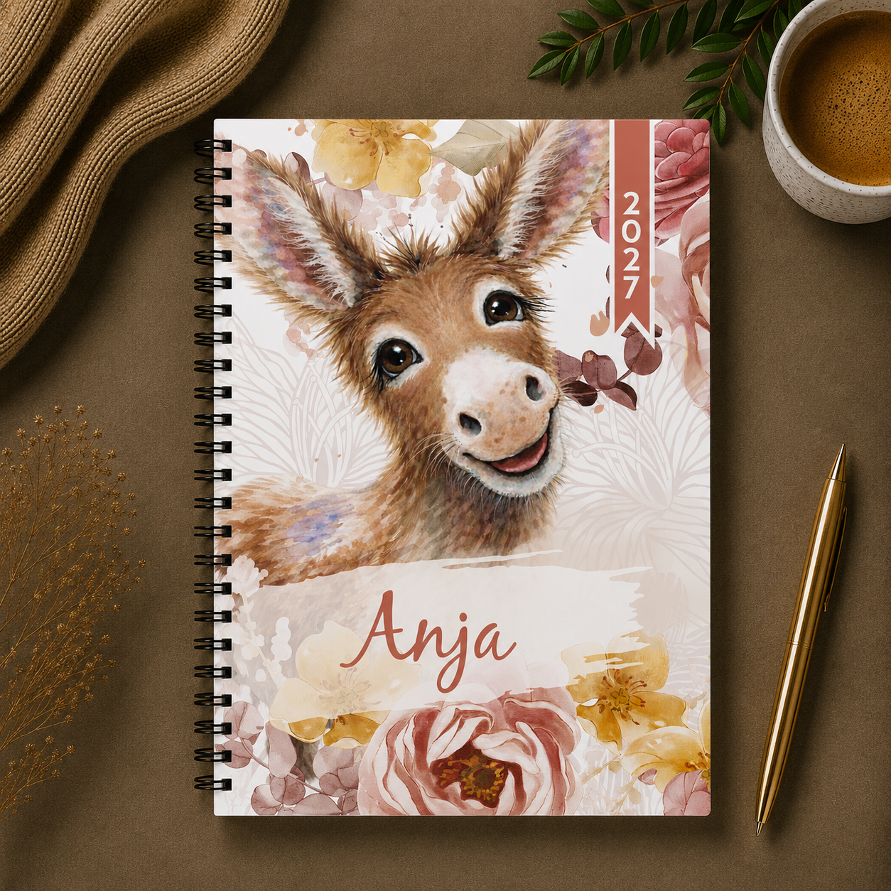 SMILING DONKIE FLORAL 1 DAY DIARY 2027