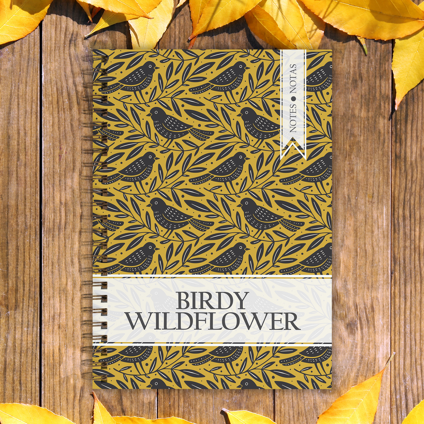 BIRDS PATTERN MUSTARD NOTABOOK