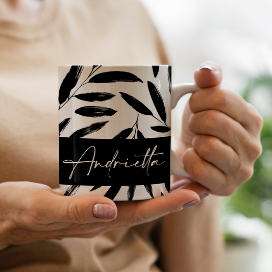 BLACK LEAVES MUG