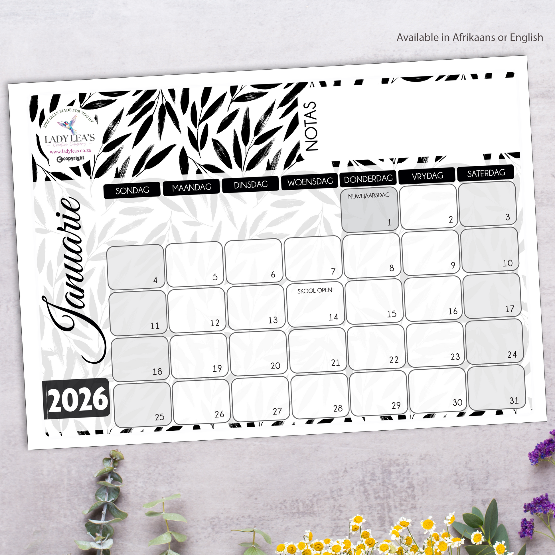 BLACK LEAVES DESKPAD 2026