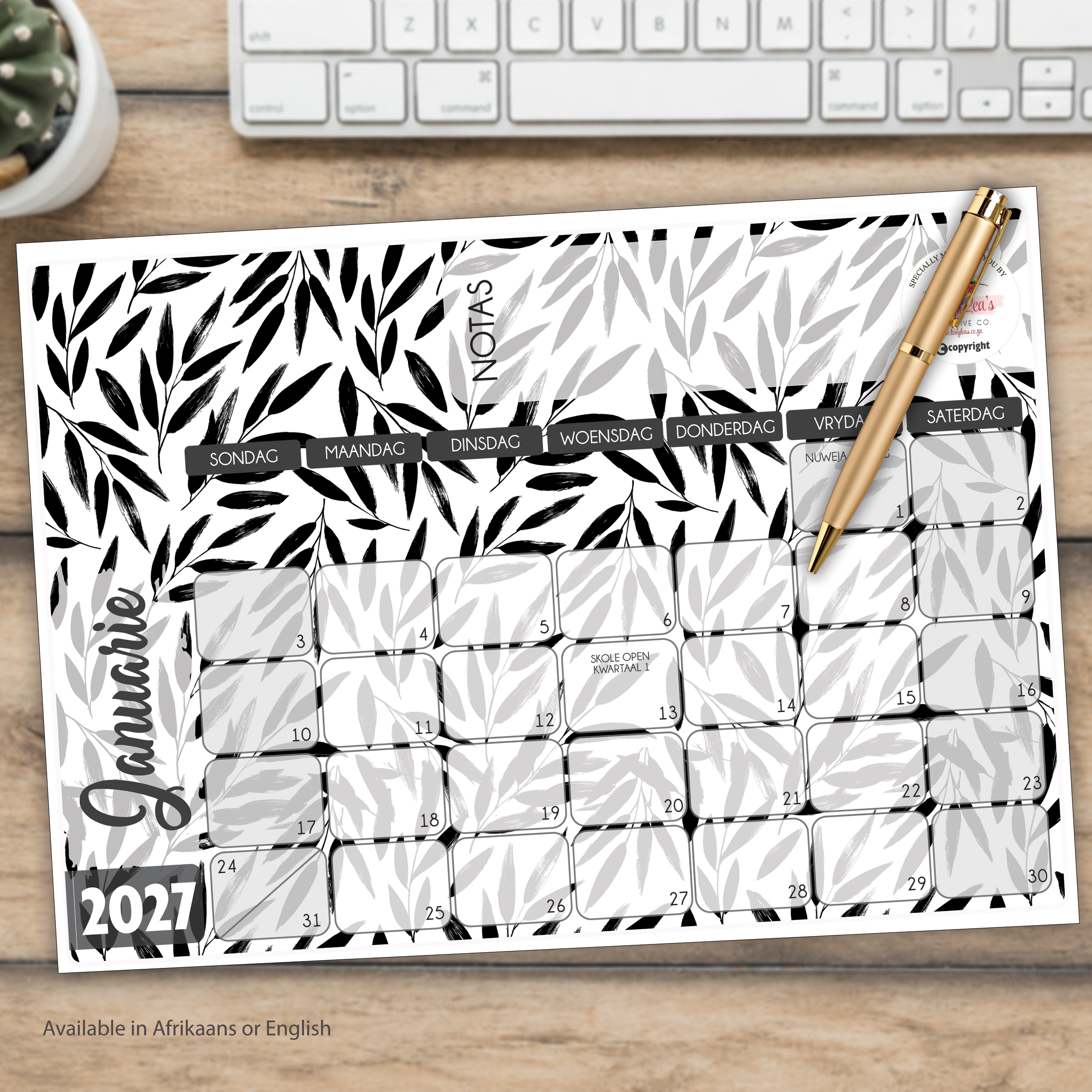 BLACK LEAVES DESKPAD 2027
