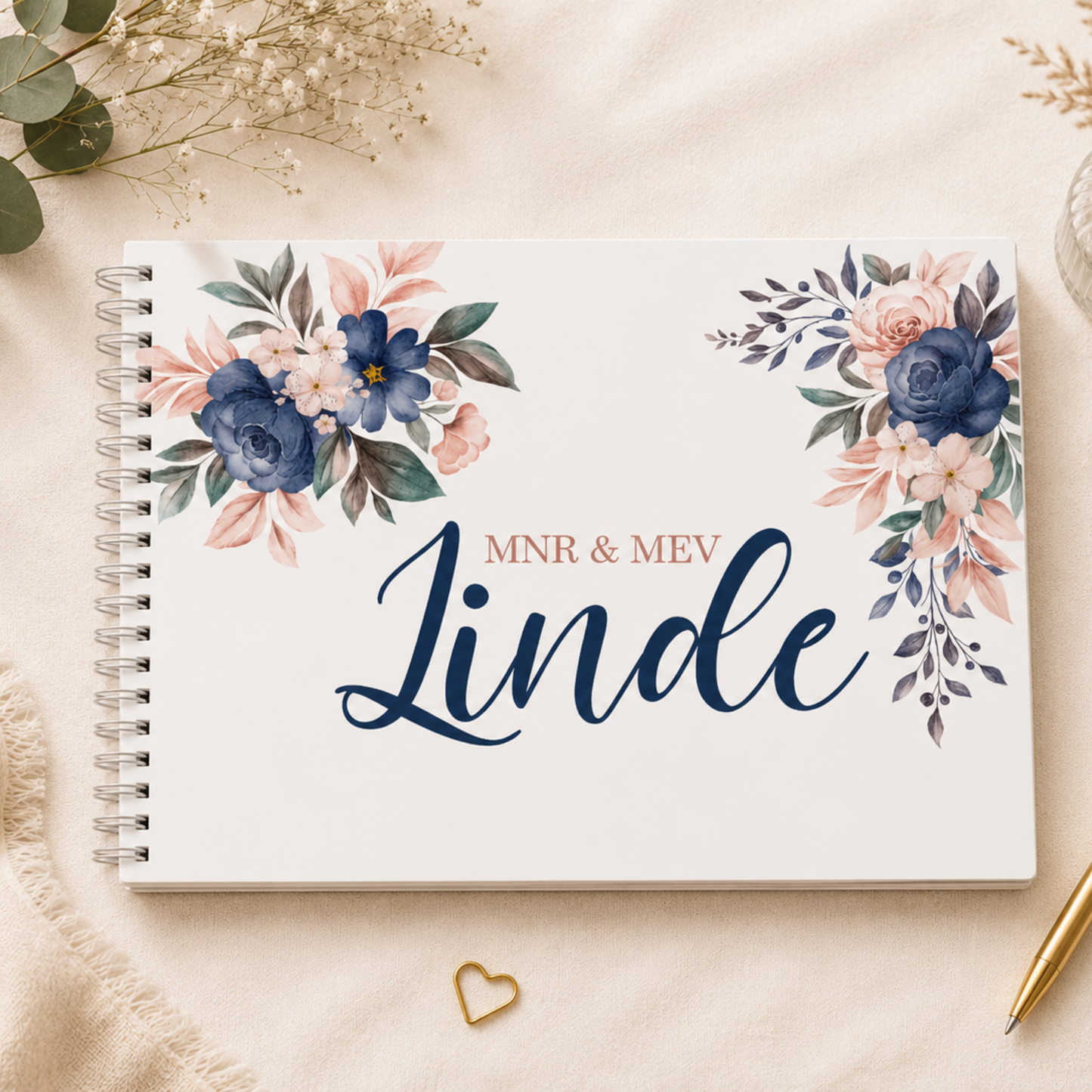BLUE FLORAL ROSE WEDDING GUESTBOOK