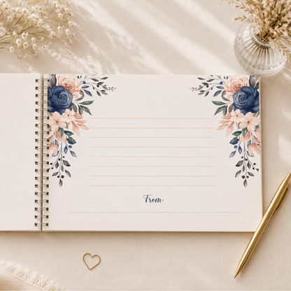 BLUE FLORAL ROSE WEDDING GUESTBOOK