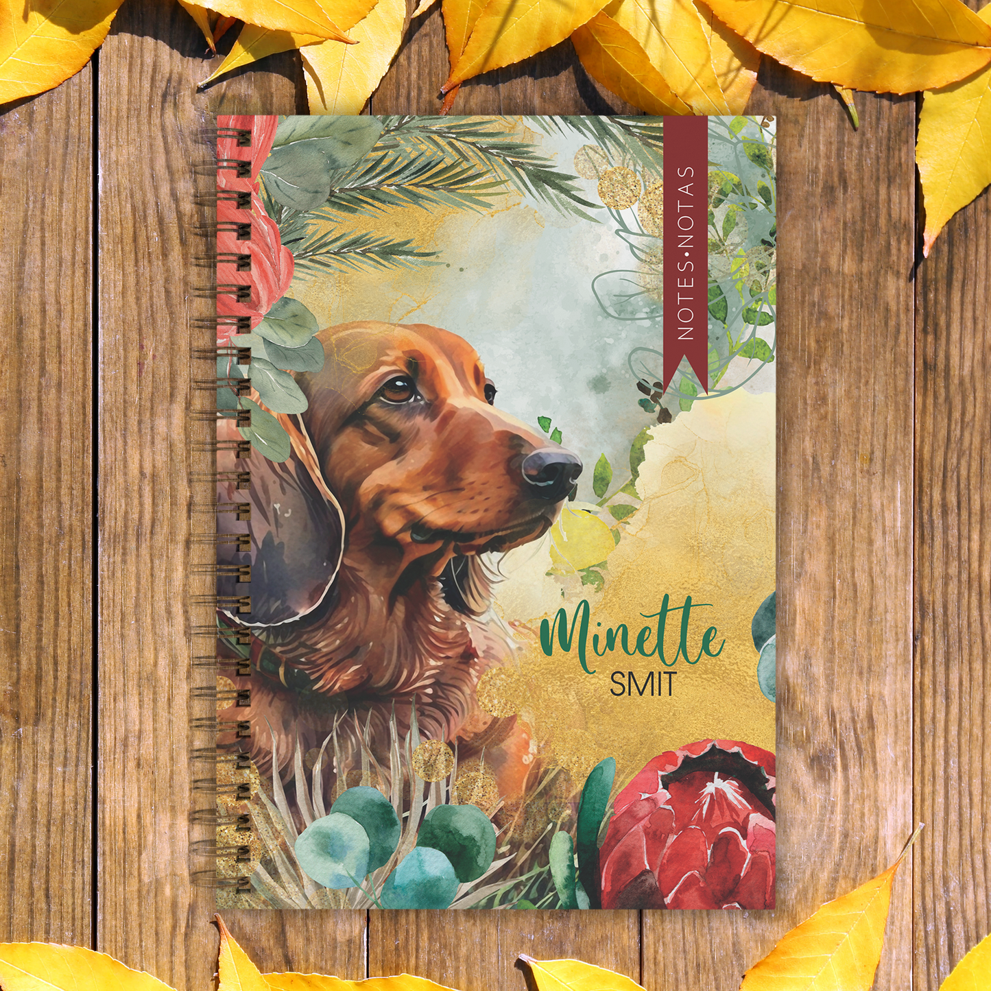 BROWN DACHSHUND PROTEA NOTEBOOK