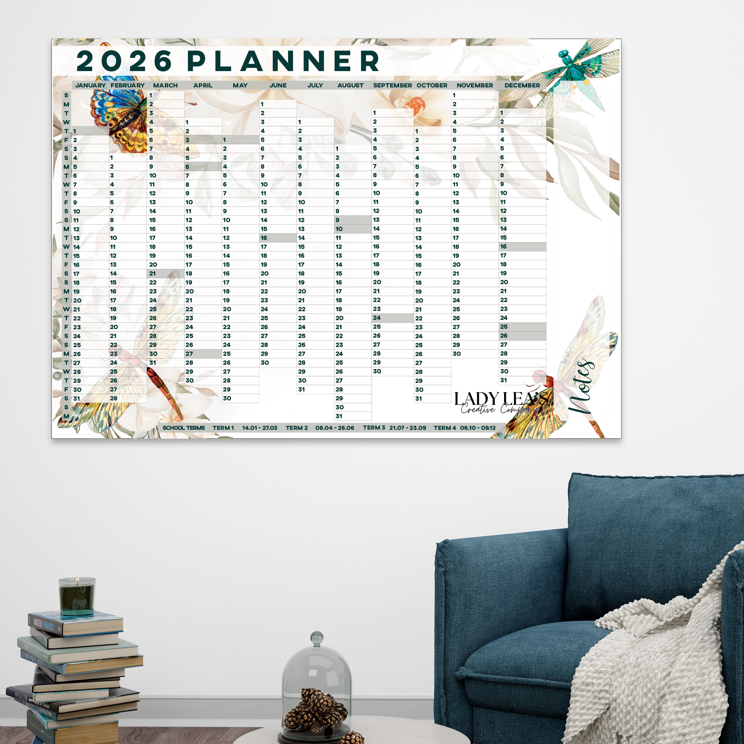 DRAGONFLIES WALL CALENDAR 2026