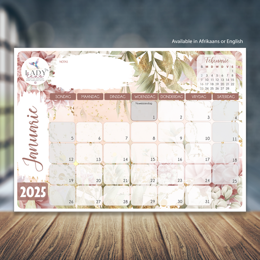 FINE FLORAL BLUSH DESKPAD