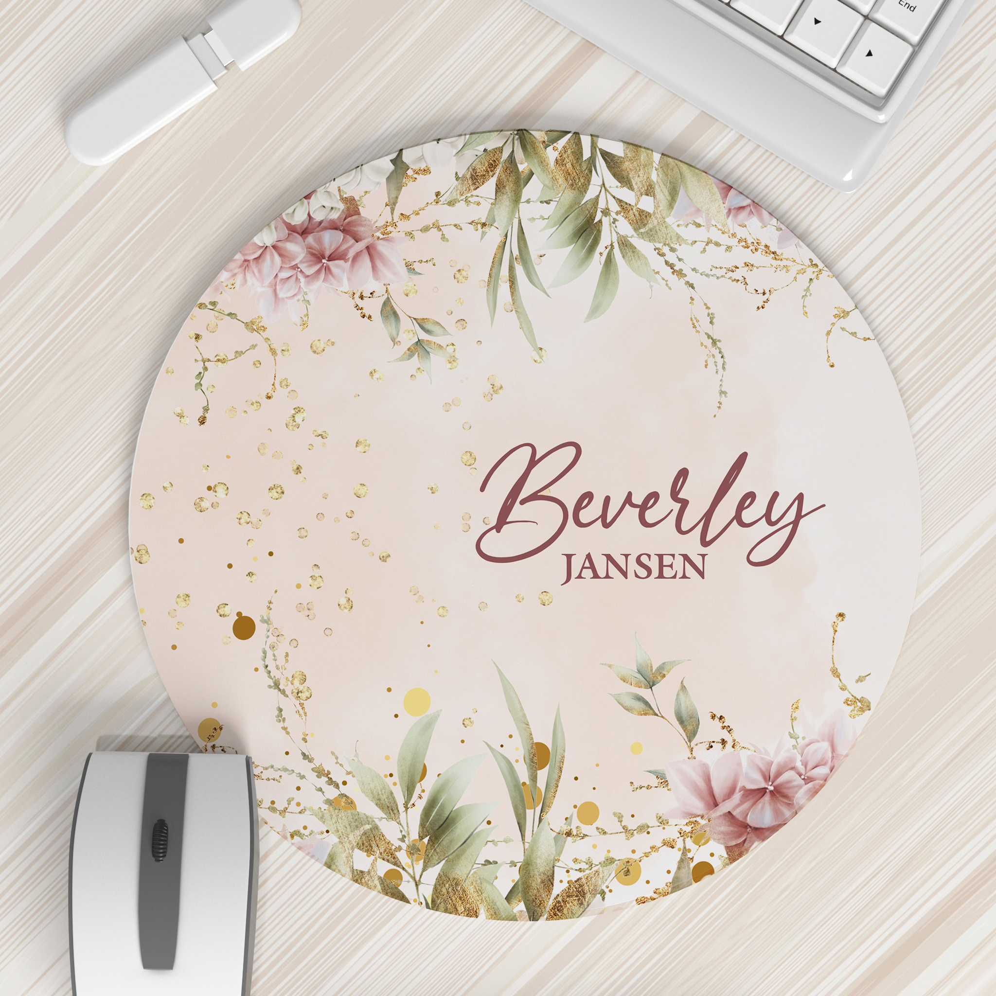 FINE FLORAL BLUSH MOUSEPAD