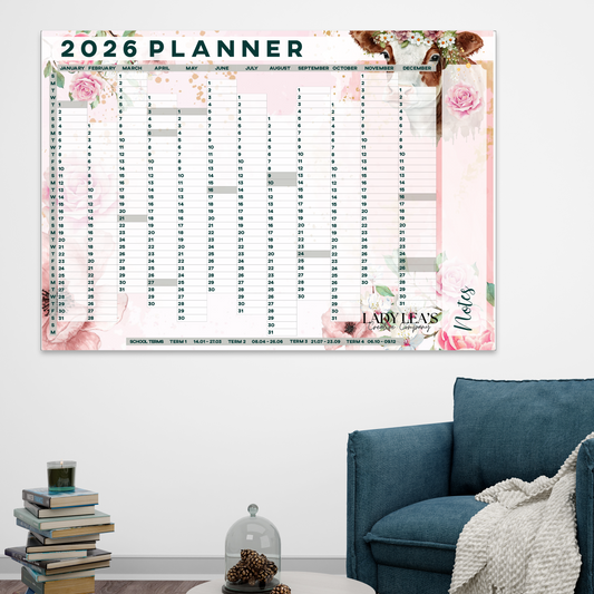 FLORAL COW WALL CALENDAR 2026