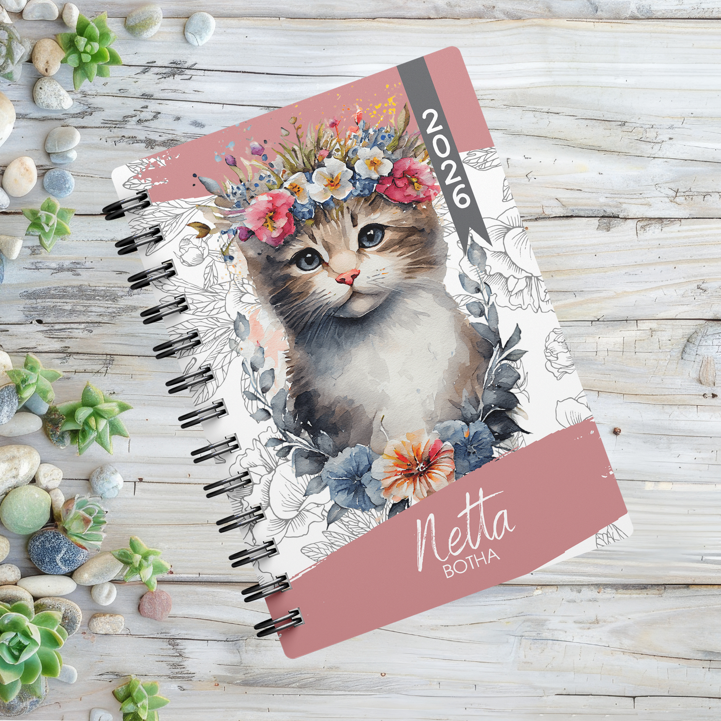 FLORAL  KITTEN 1 DAY DIARY 2026