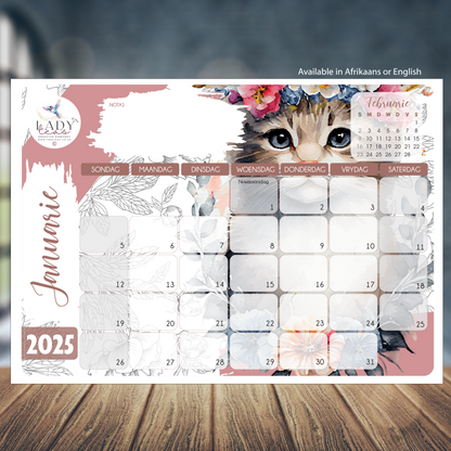 FLORAL KITTEN DESKPAD 2025