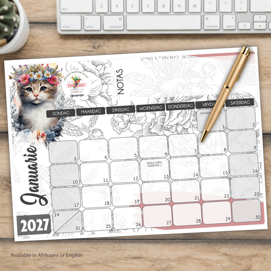 FLORAL KITTEN DESKPAD 2027