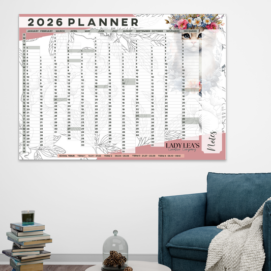 FLORAL KITTEN WALL CALENDAR 2026