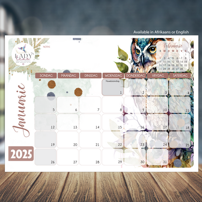 FLORAL OWL DESKPAD 2025