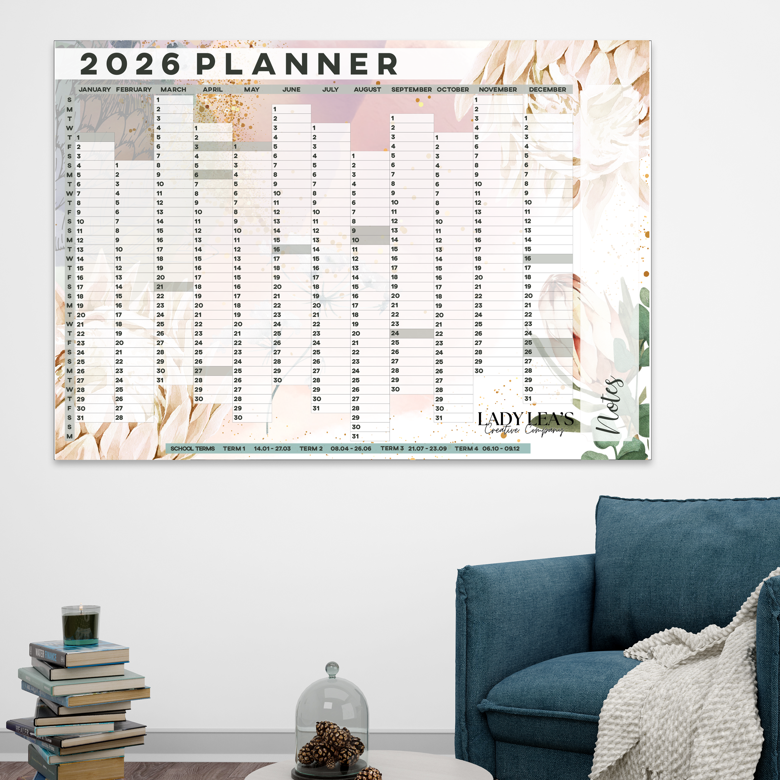 FLORAL PROTEA WALL CALENDAR 2026