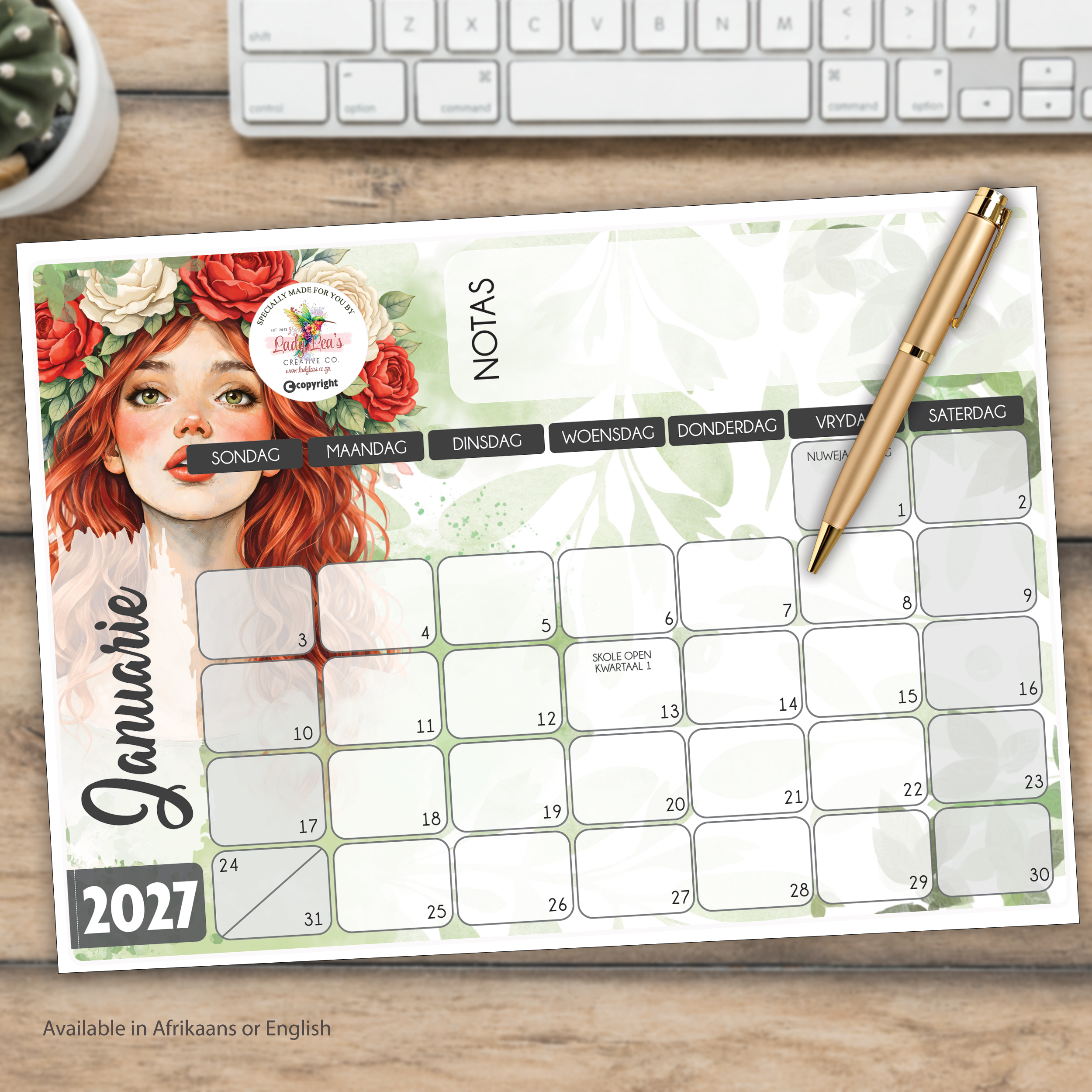 FLORAL ROSE DESKPAD 2027