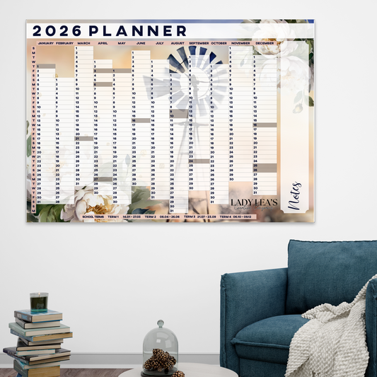 FLORAL WINDPOMP WALL CALENDAR 2026