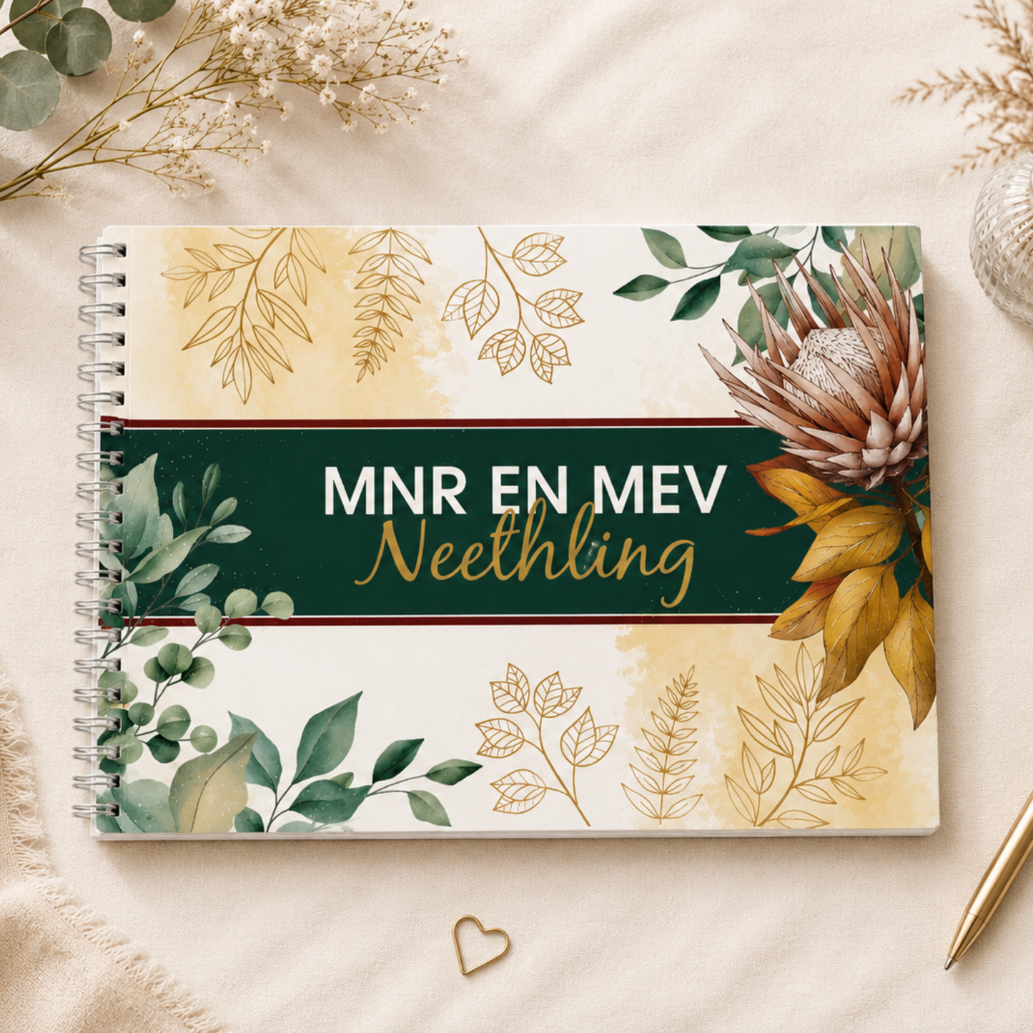 GOLDEN PROTEA RUSTIC GUESTBOOK