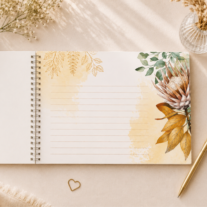 GOLDEN PROTEA RUSTIC GUESTBOOK
