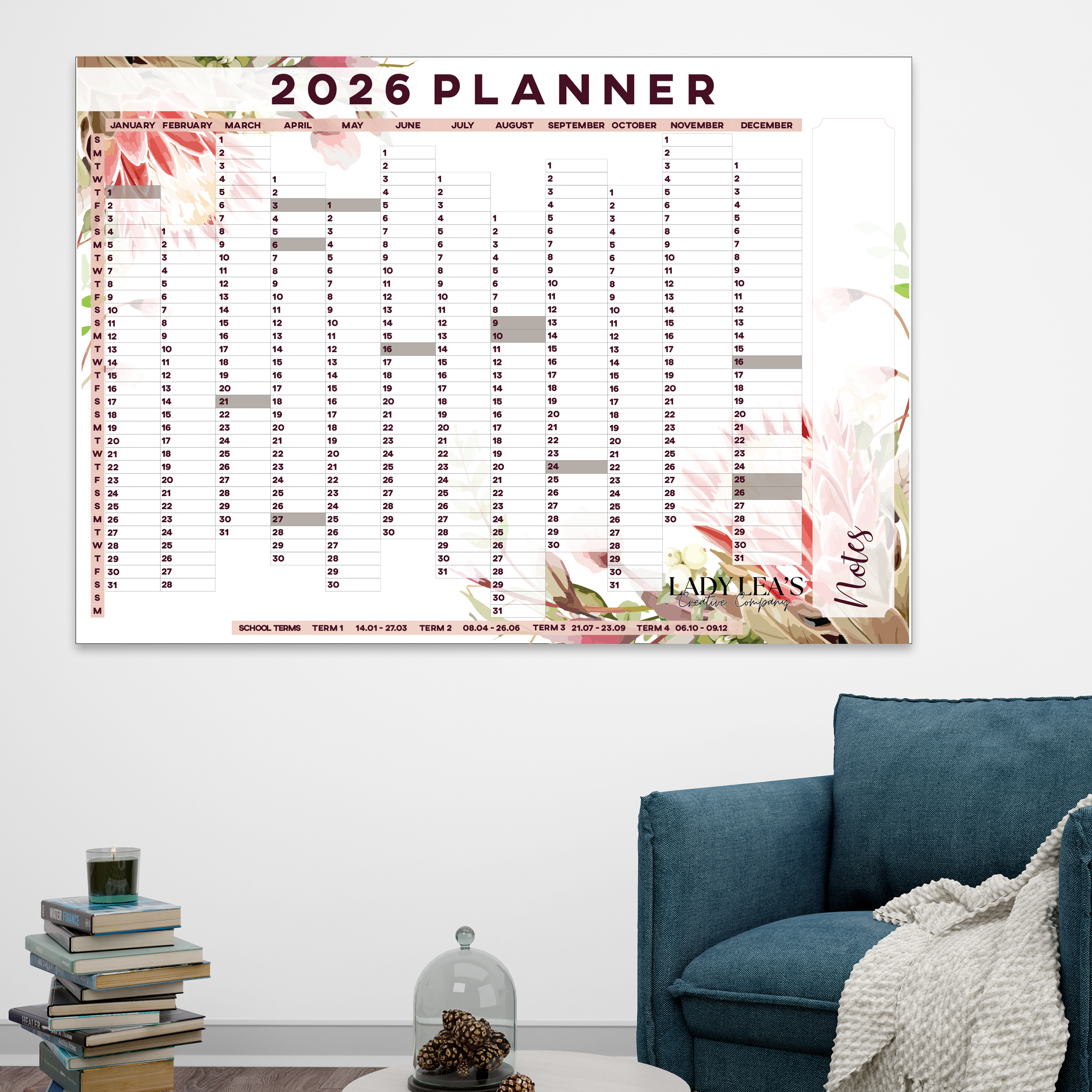 KING PROTEA WALL CALENDAR 2026