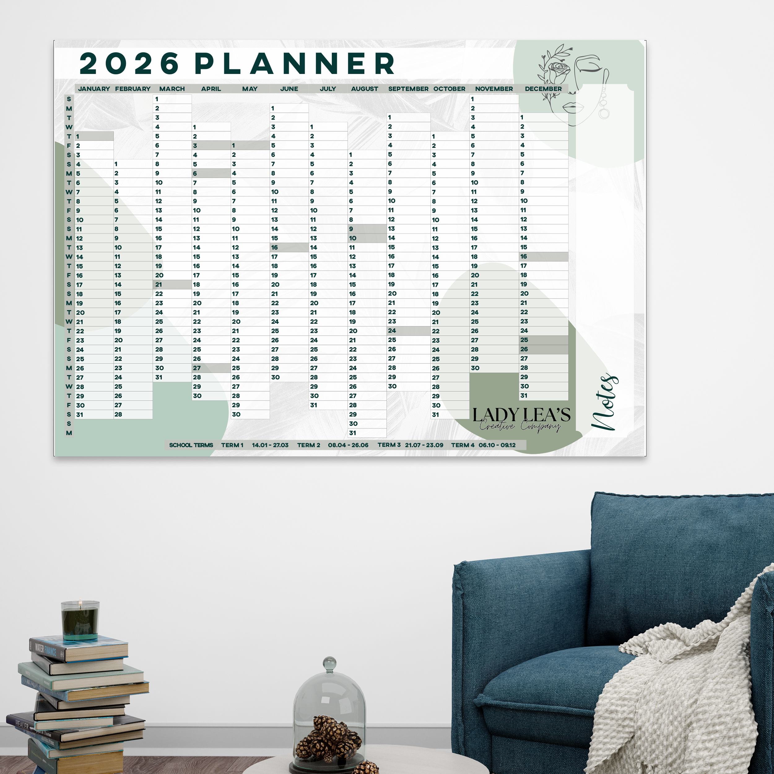 LADY OLIVE WALL CALENDAR 2026
