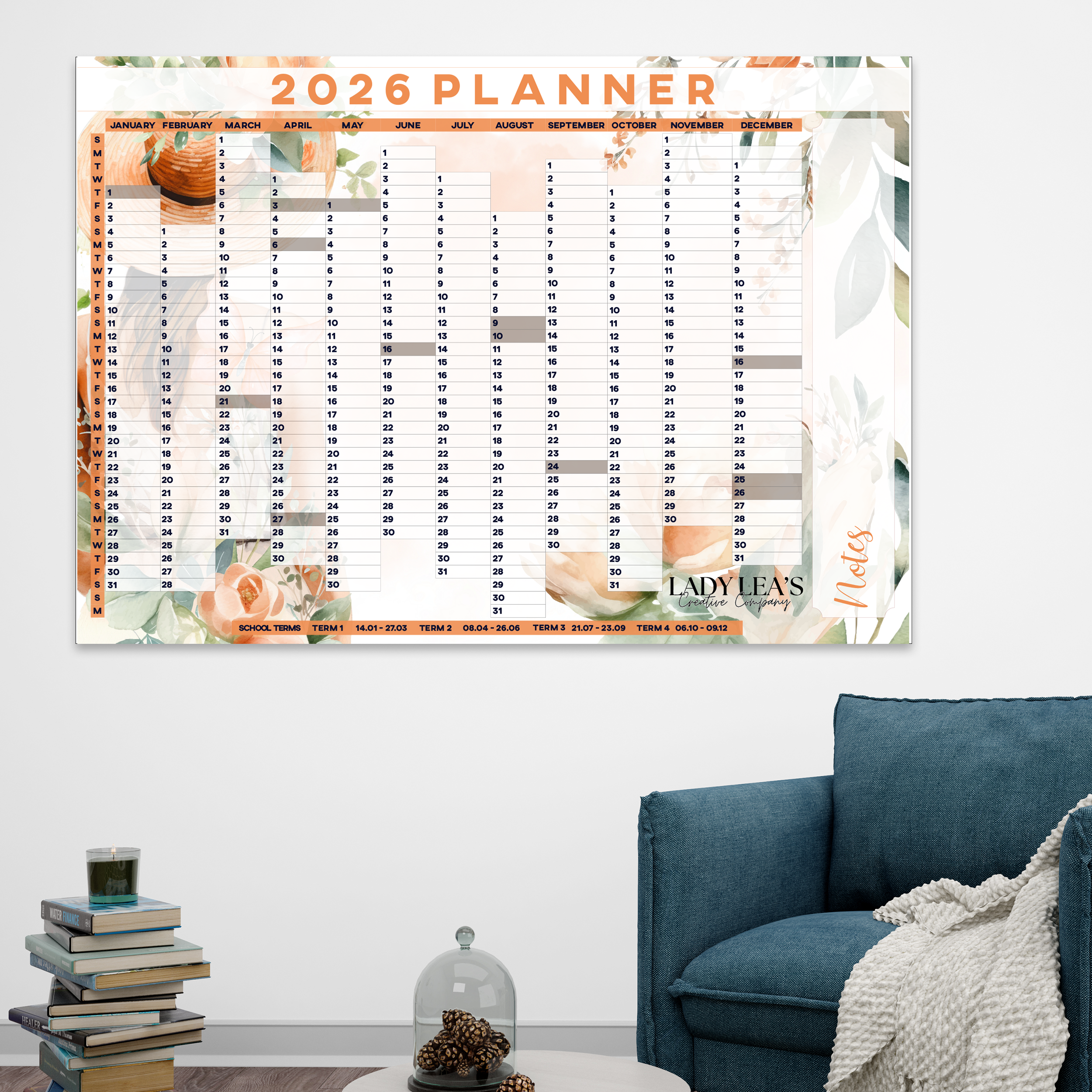 LADY PEACH WALL CALENDAR 2026