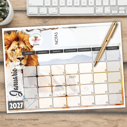 LION WATERCOLOR DESKPAD 2027