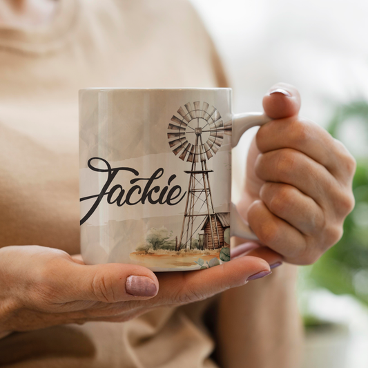 WATERCOLOR WINDPOMP AND EUCALYPTUS MUG