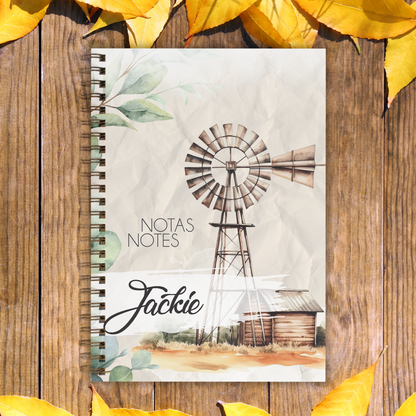 WATERCOLOR WINDPOMP AND EUCALYPTUS NOTEBOOK