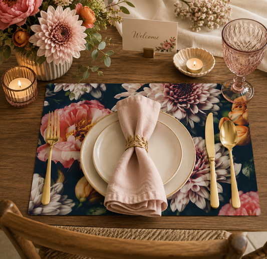 DARK PINK FLORAL PLACEMAT